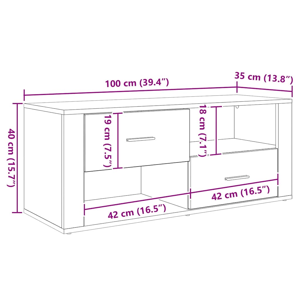 Gabinete de TV con cajón Madera Vieja 100 x 35 x 40 cm