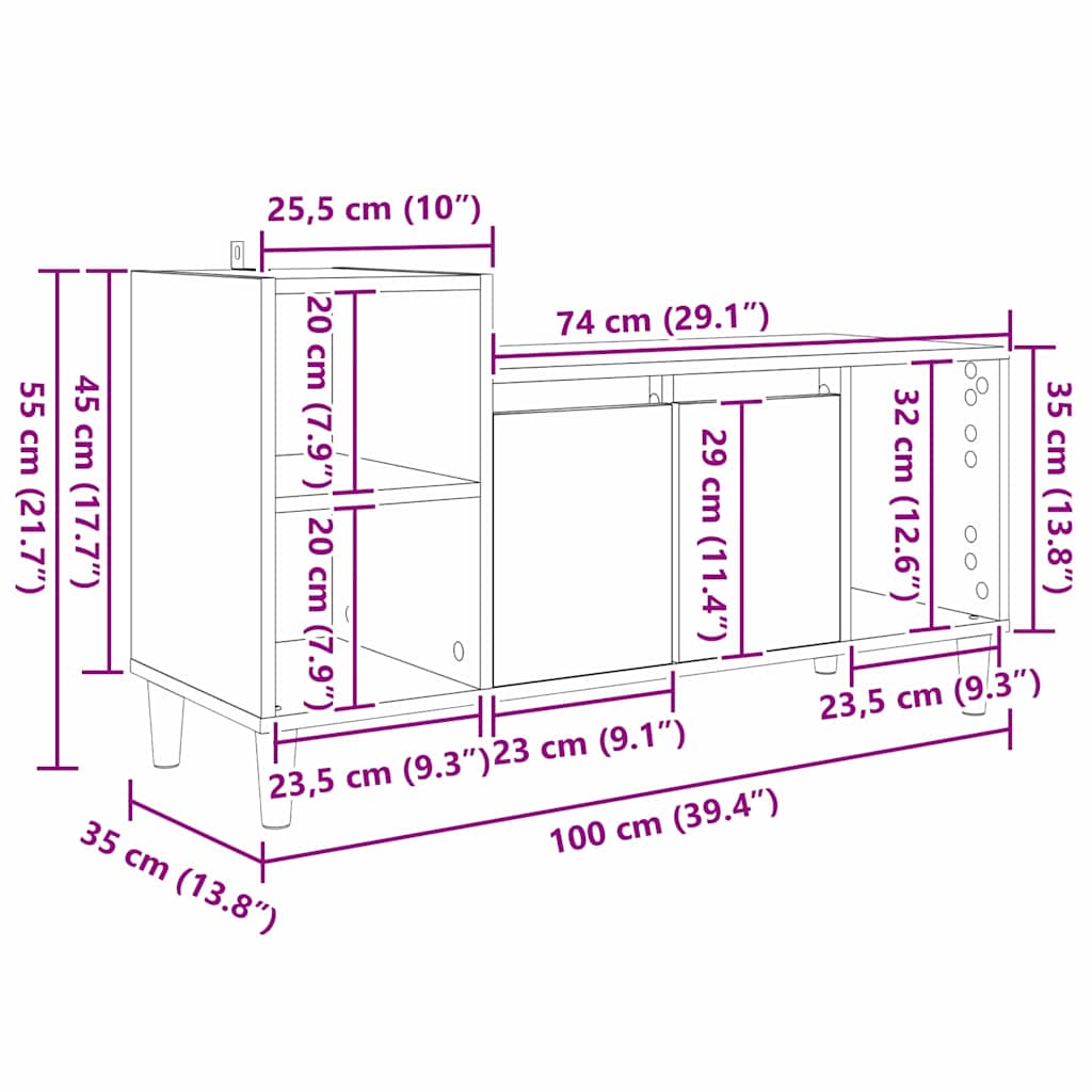 Gabinete de TV Madera Vieja 100 x 35 x 55 cm