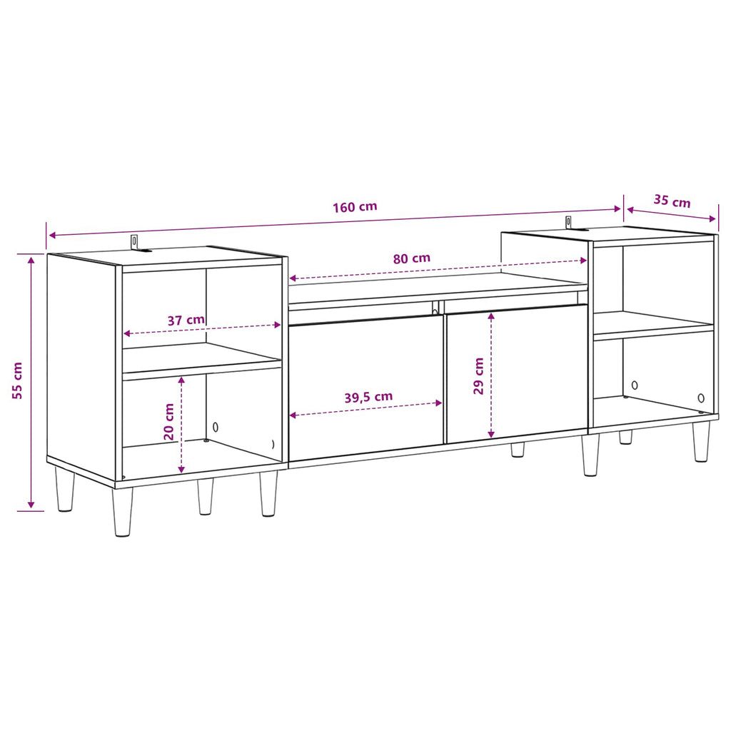 Gabinete de TV Madera Vieja 160 x 35 x 55 cm