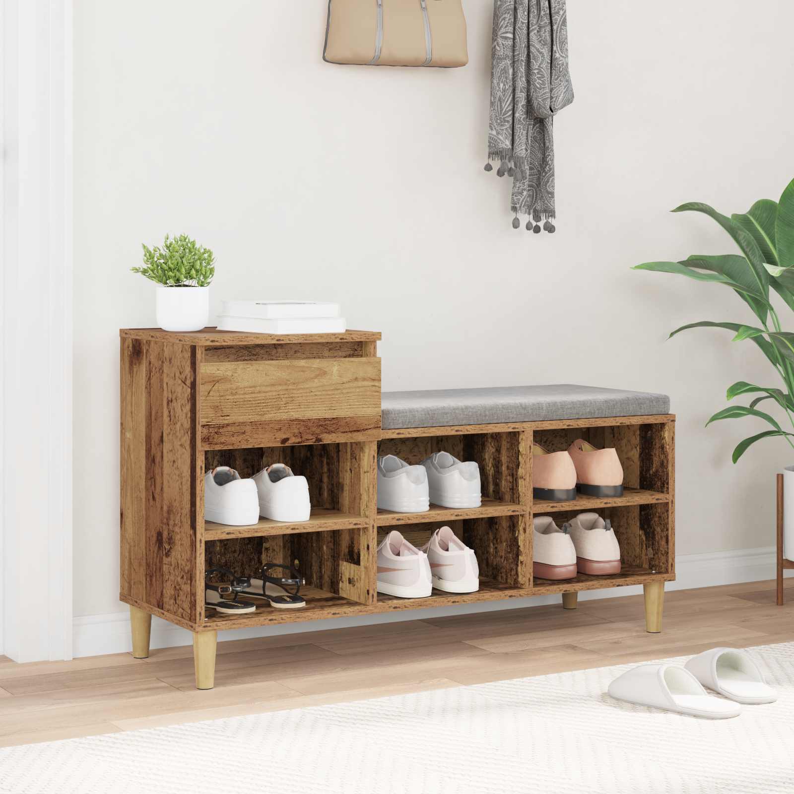 Armario Zapatero con cajón Madera vieja 102 x 36 x 60 cm