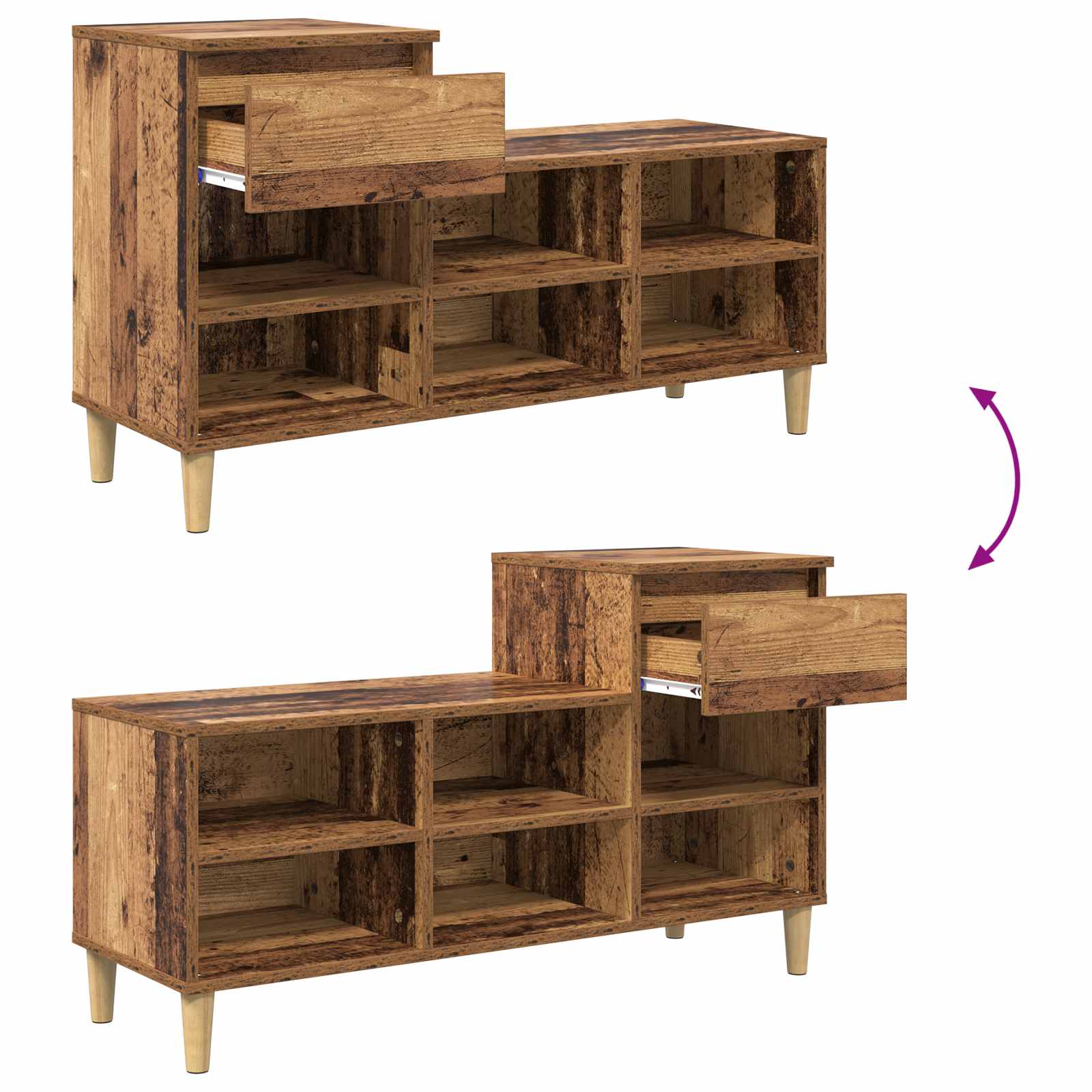 Armario Zapatero con cajón Madera vieja 102 x 36 x 60 cm