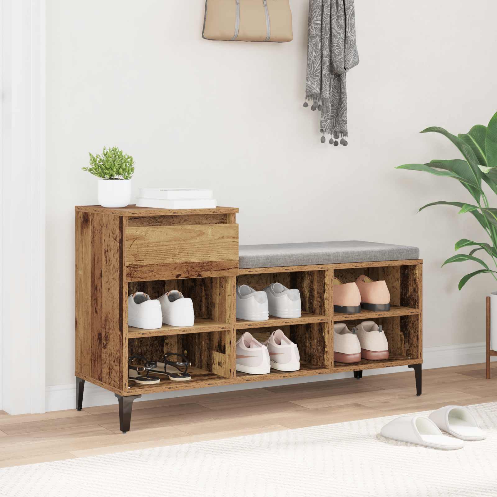 Armario para Zapatos con cajón Madera vieja 102 x 36 x 60 cm
