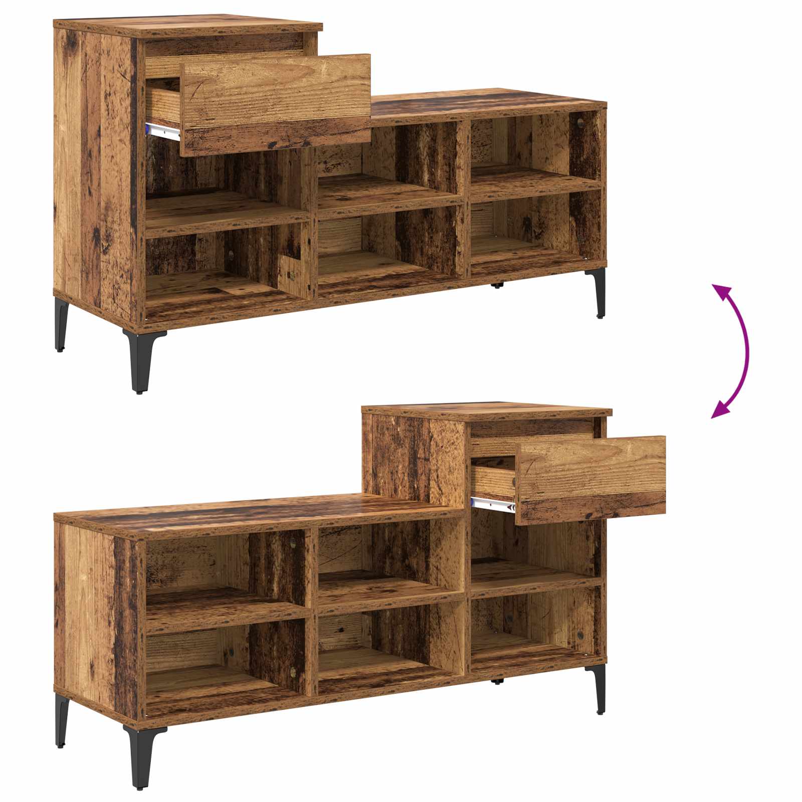 Armario para Zapatos con cajón Madera vieja 102 x 36 x 60 cm