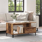 Coffee Table with drawer Aged wood 90 x 49 x 45 cm