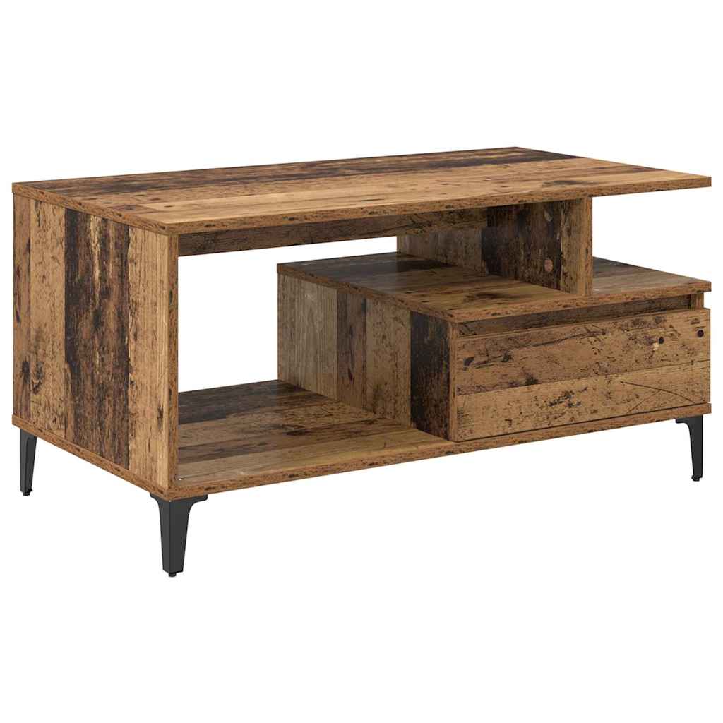 Mesa de Café con cajón Madera envejecida 90 x 49 x 45 cm