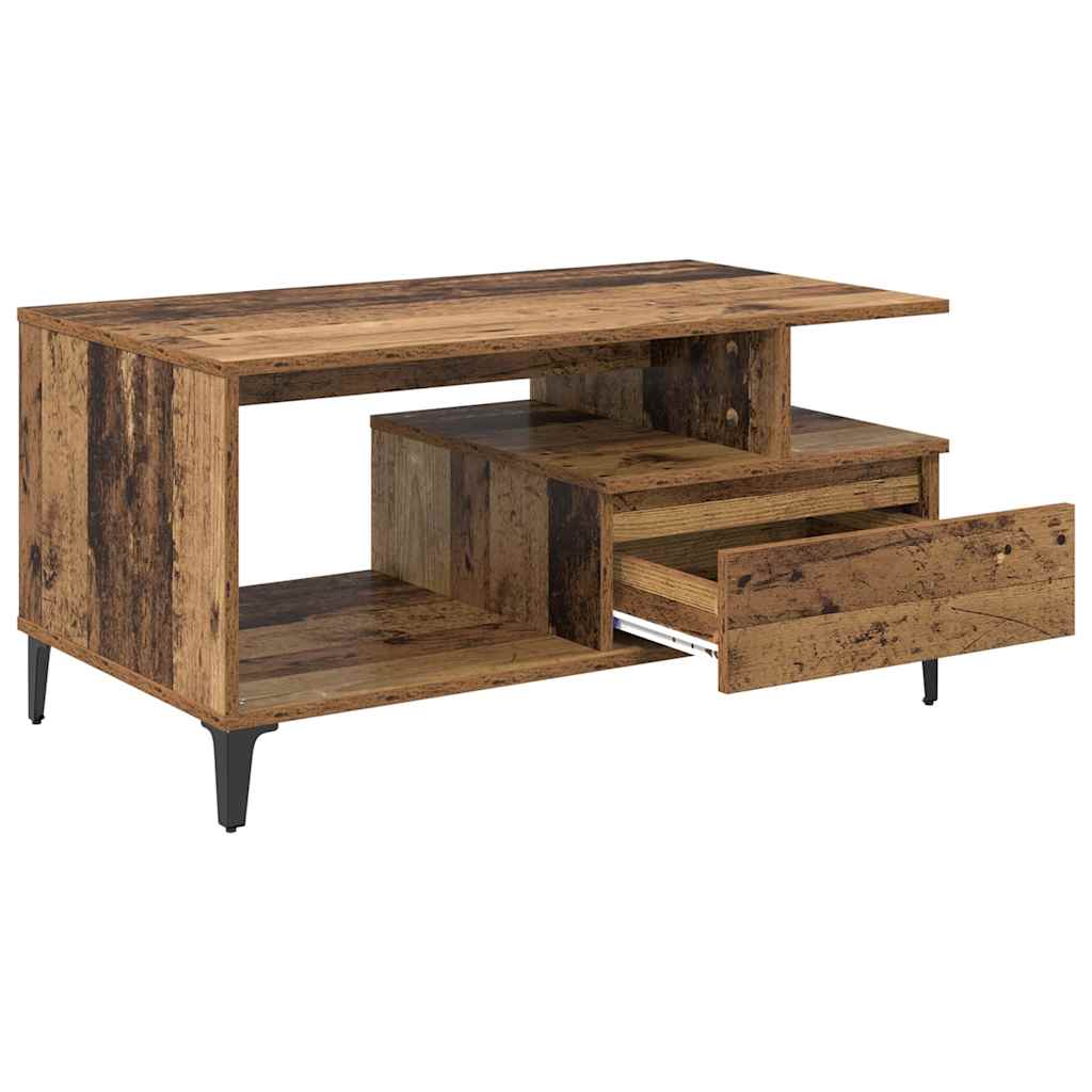 Mesa de Café con cajón Madera envejecida 90 x 49 x 45 cm