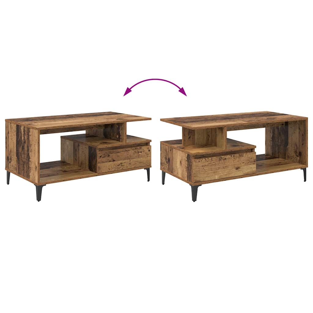 Mesa de Café con cajón Madera envejecida 90 x 49 x 45 cm