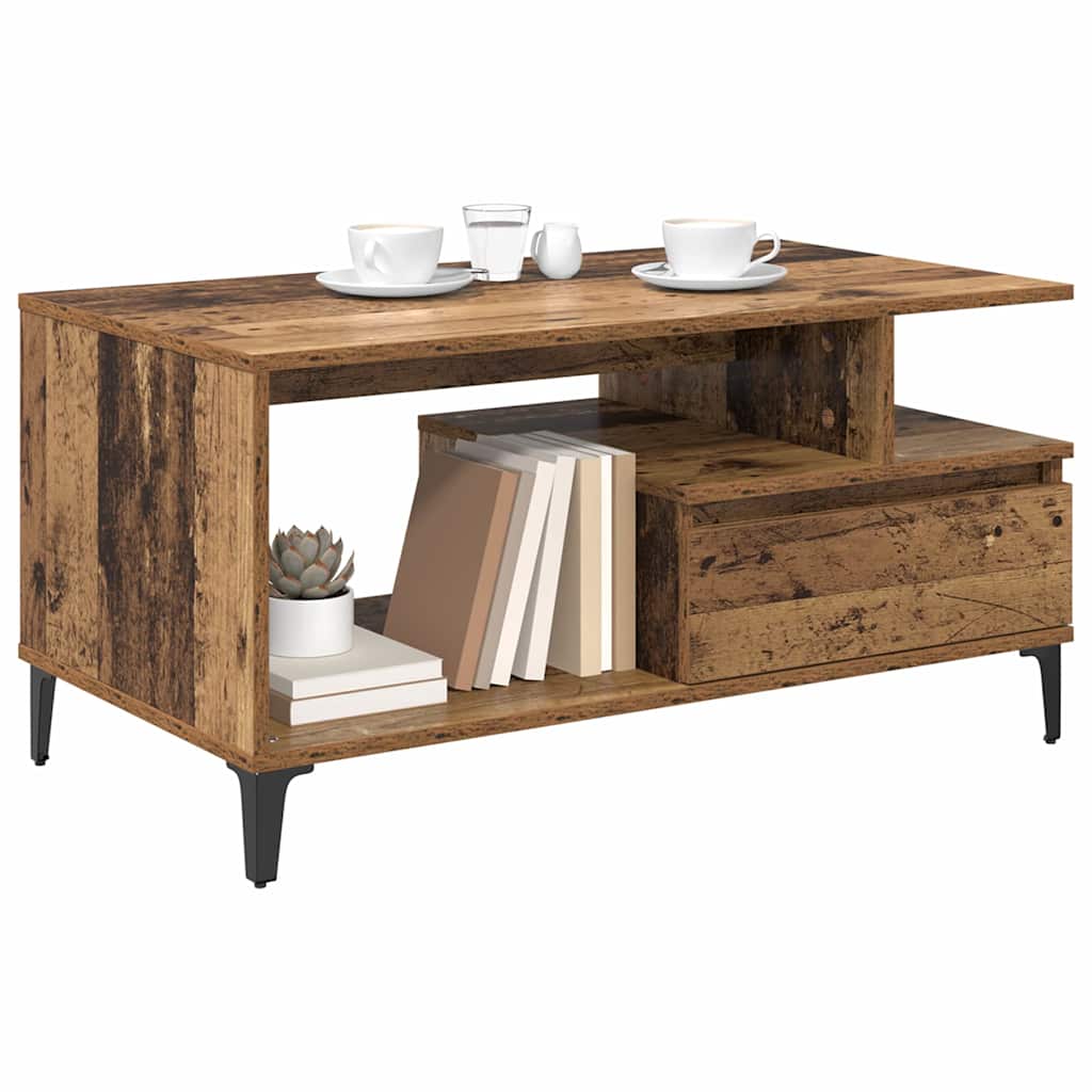 Mesa de Café con cajón Madera envejecida 90 x 49 x 45 cm