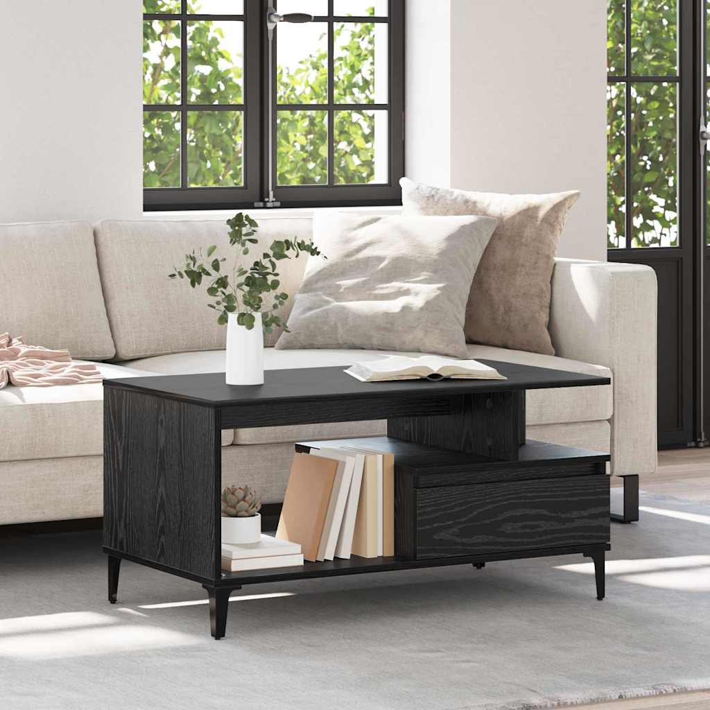 Mesa de Café Roble Negro 90 x 49 x 45 cm Madera de ingeniería