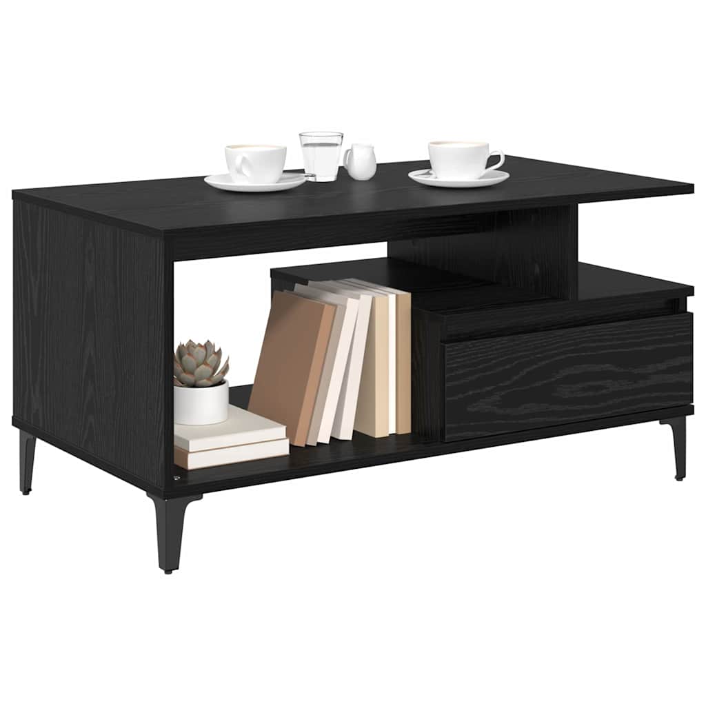 Mesa de Café Roble Negro 90 x 49 x 45 cm Madera de ingeniería