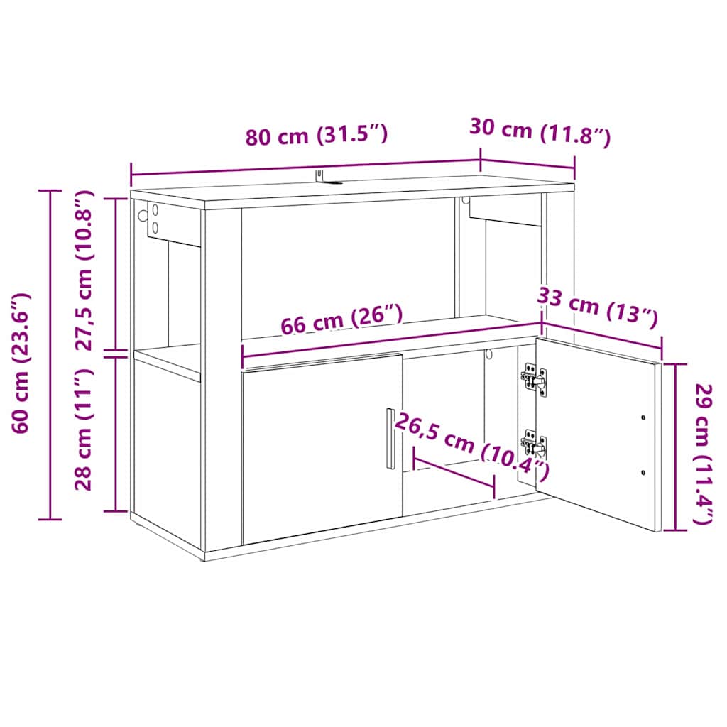 Vitrina Madera vieja 80 x 30 x 60 cm Madera contrachapada