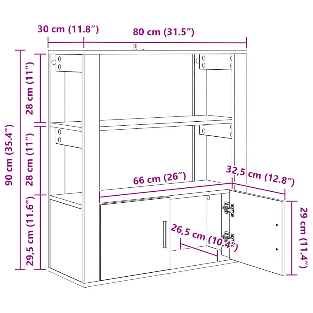 Vitrina Madera vieja 30 x 80 x 90 cm Madera contrachapada