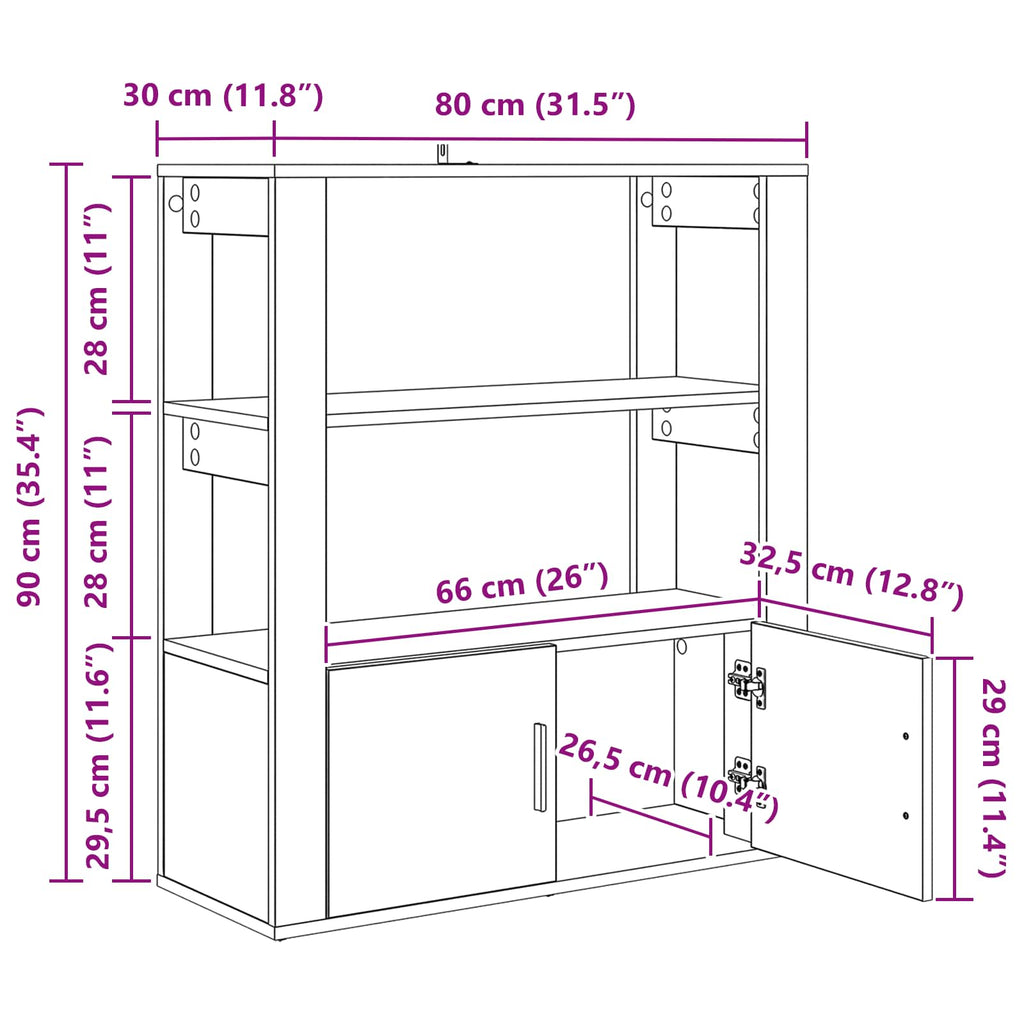 Vitrina Madera vieja 30 x 80 x 90 cm Madera contrachapada