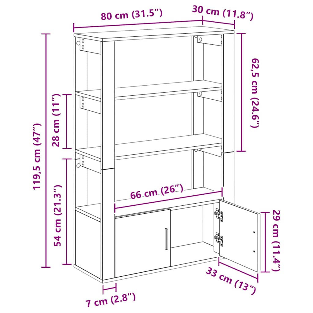 Vitrina Madera vieja 30 x 80 x 119.5 cm Madera contrachapada