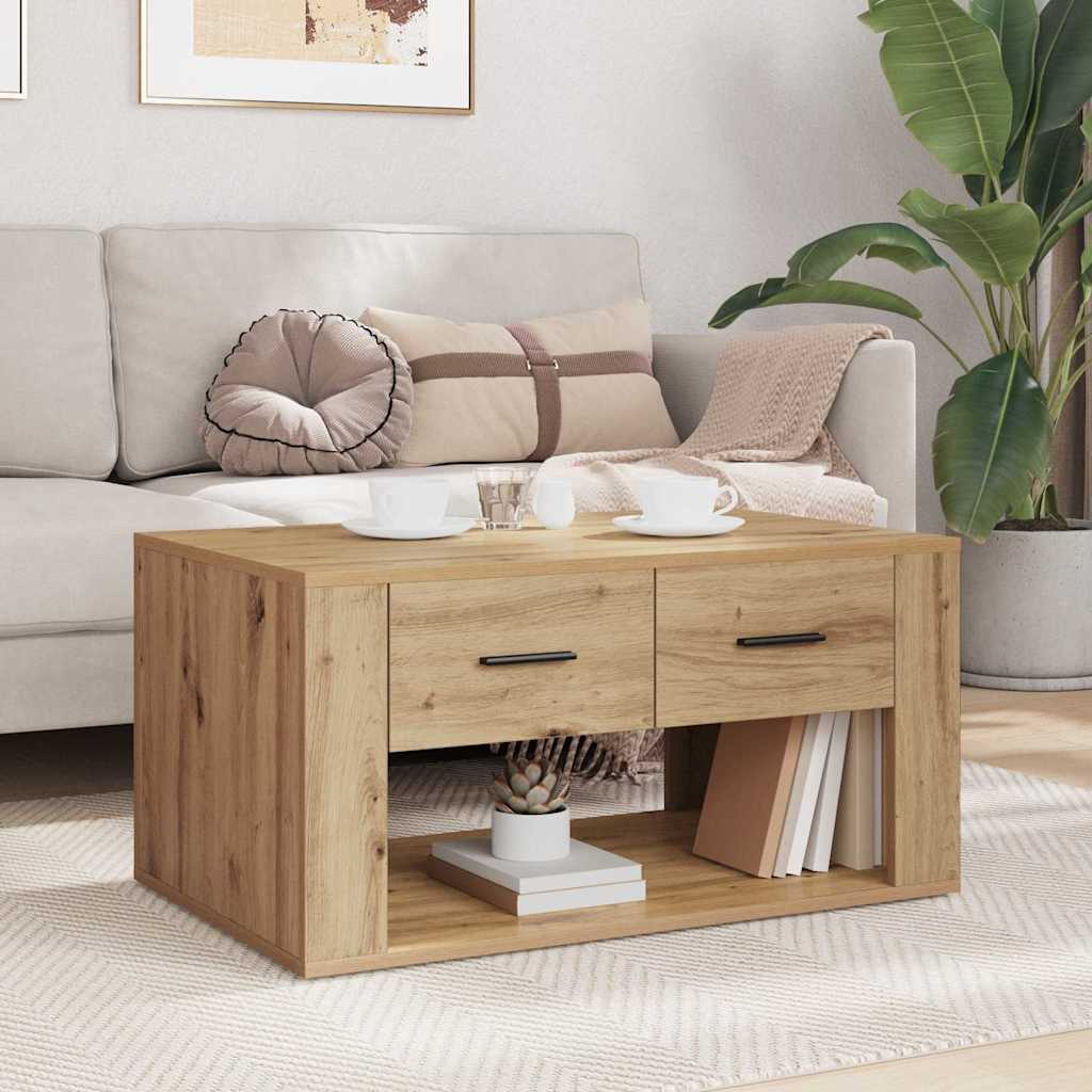 Mesa de Café con cajón Roble artesanal 80 x 50 x 40 cm