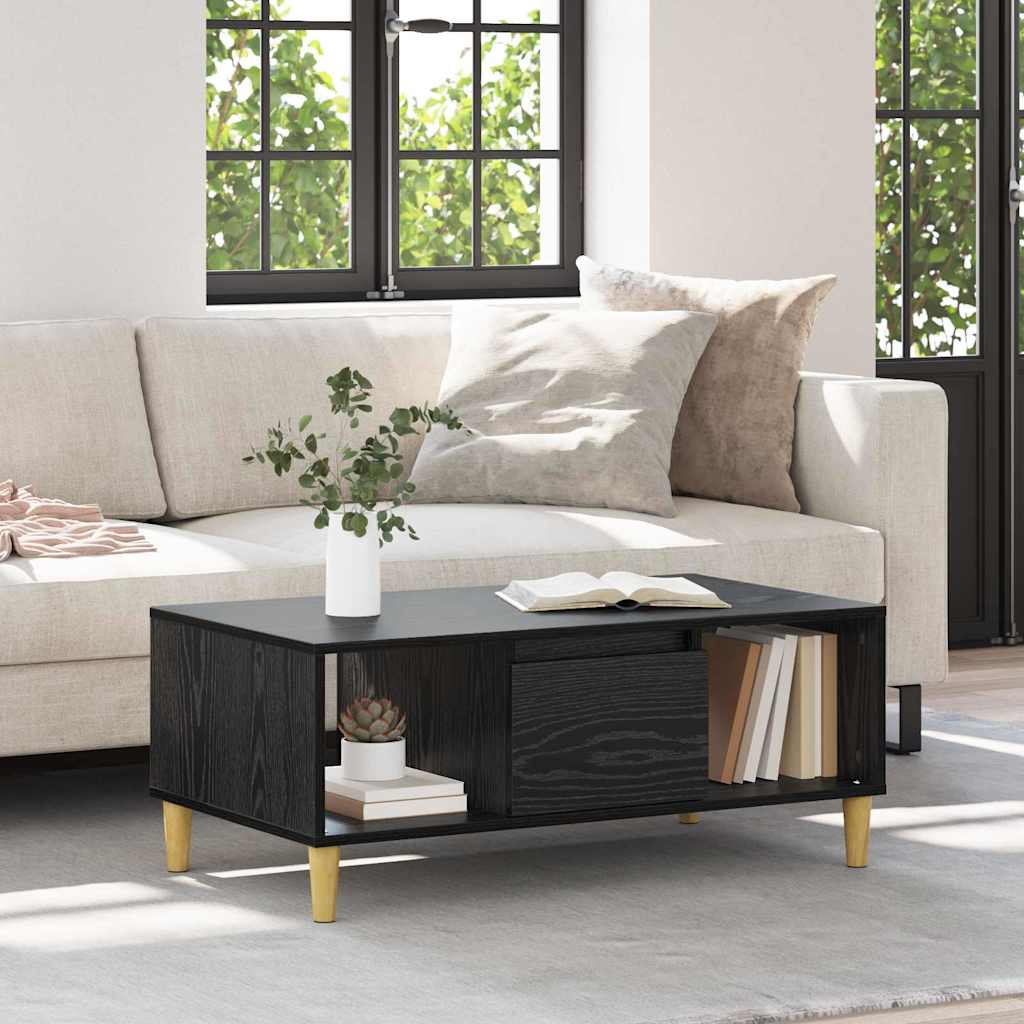Mesa de Café Roble Negro 90 x 50 x 26.5 cm Madera de ingeniería