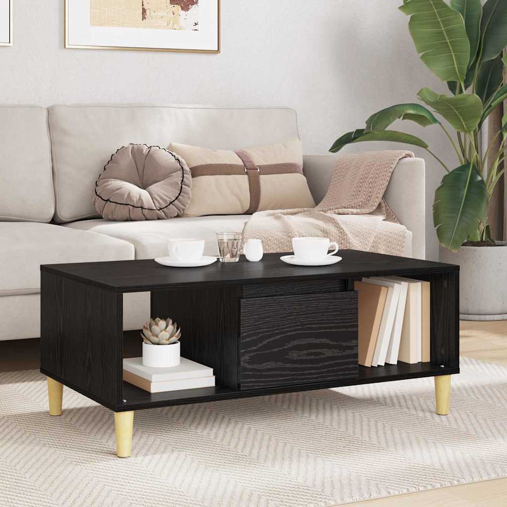Mesa de Café Roble Negro 90 x 50 x 26.5 cm Madera de ingeniería