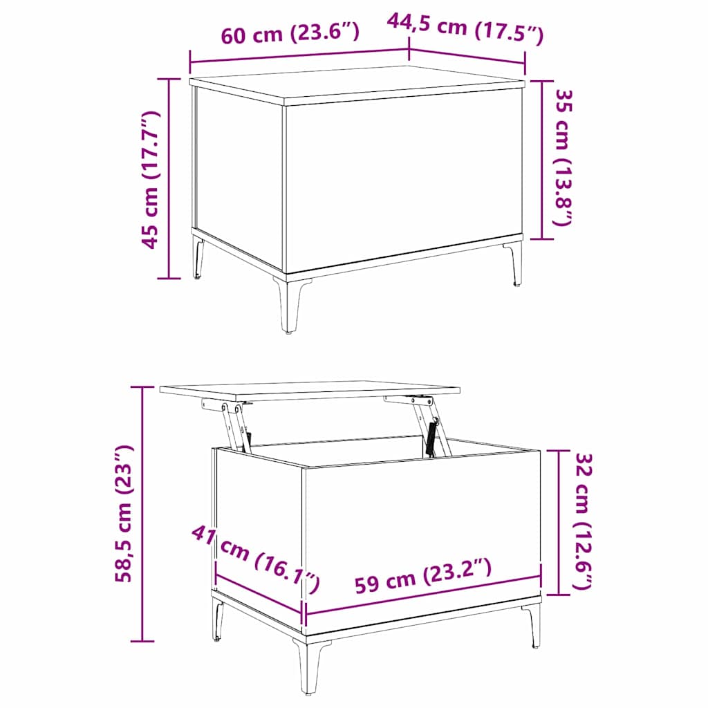 Mesa de Café Madera envejecida 60 x 44,5 x 45 cm