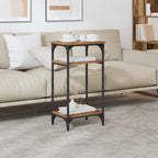 Mesa lateral con estante Madera envejecida 40 x 30 x 75 cm