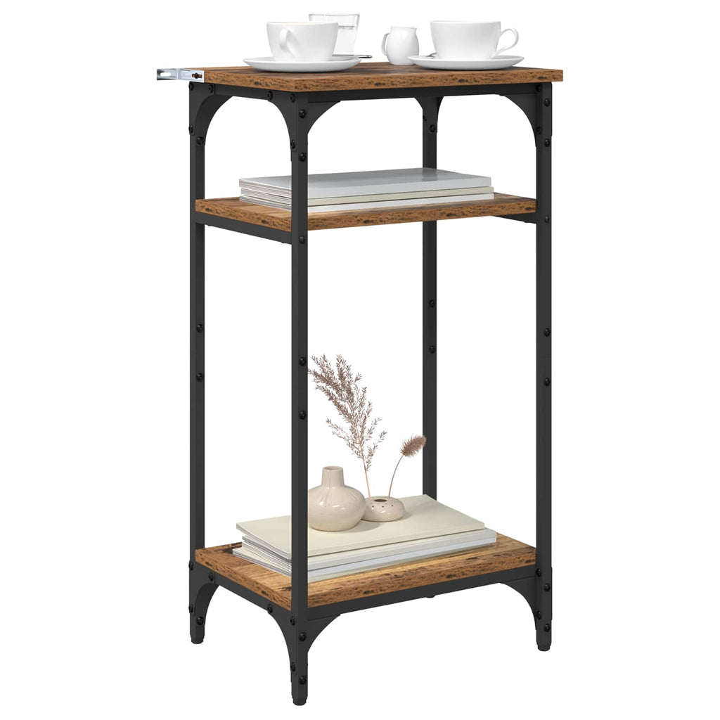 Mesa lateral con estante Madera envejecida 40 x 30 x 75 cm
