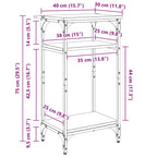 Mesa lateral con estante Madera envejecida 40 x 30 x 75 cm