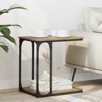 Mesa lateral con estante Roble artesanal 50 x 35 x 52 cm