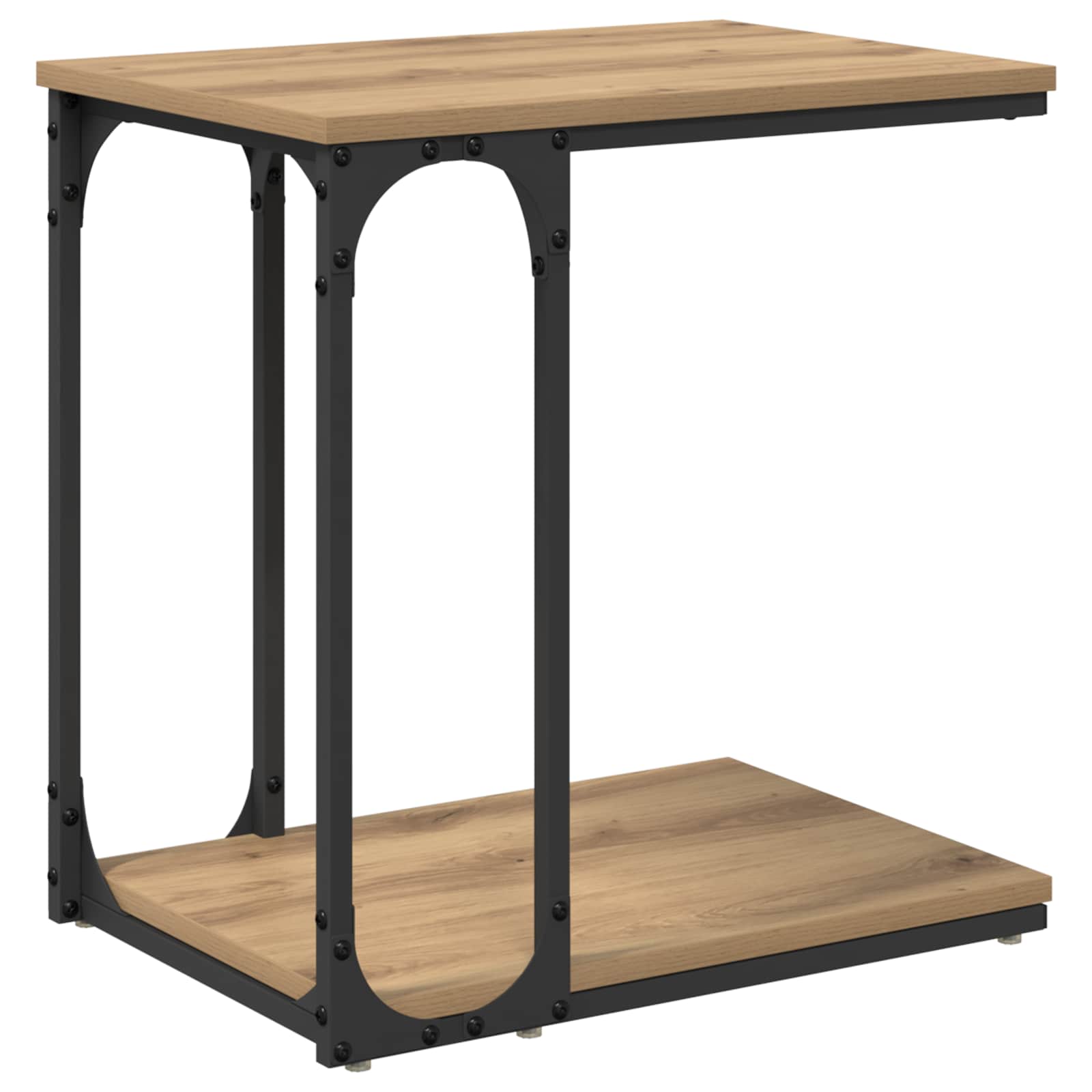 Mesa lateral con estante Roble artesanal 50 x 35 x 52 cm