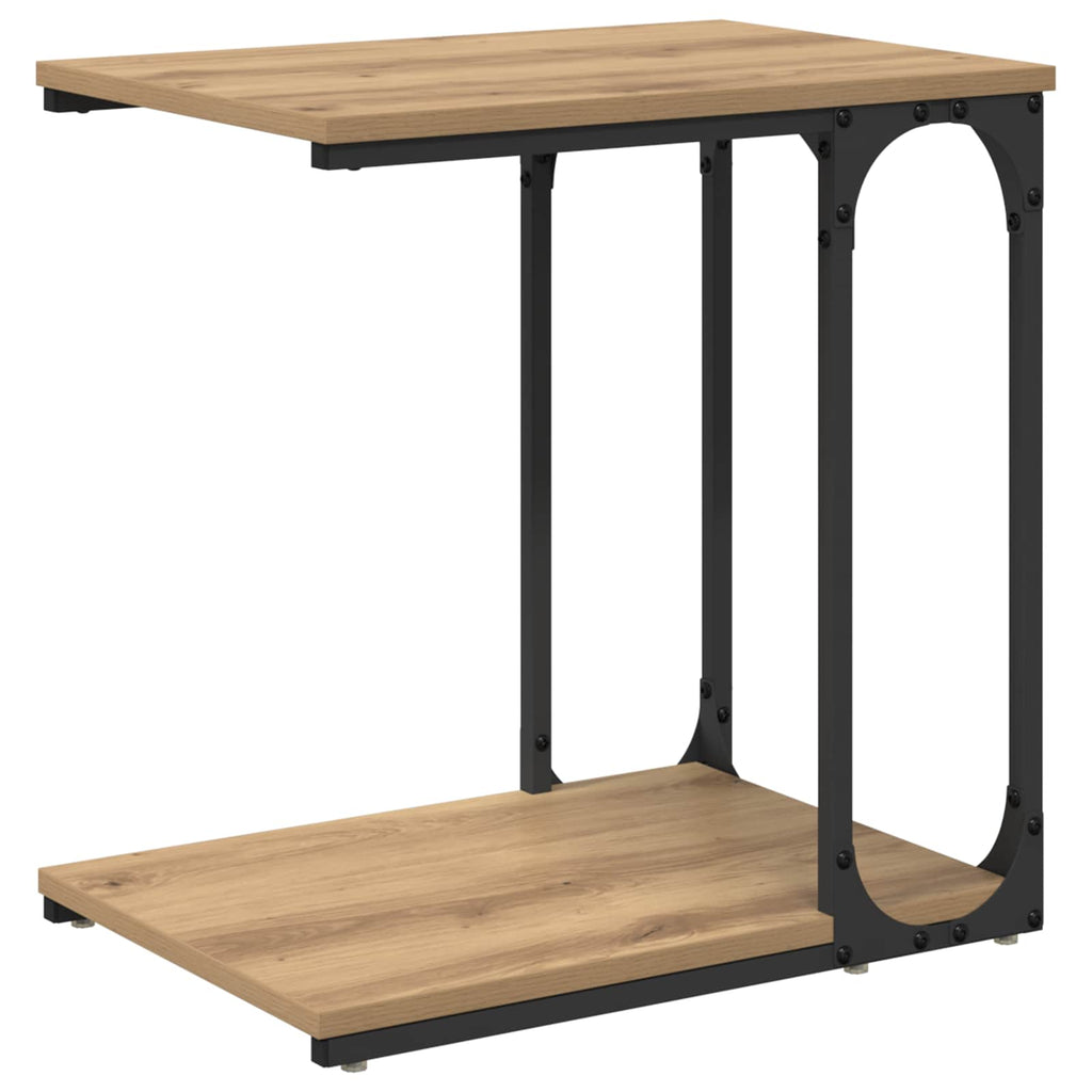 Mesa lateral con estante Roble artesanal 50 x 35 x 52 cm
