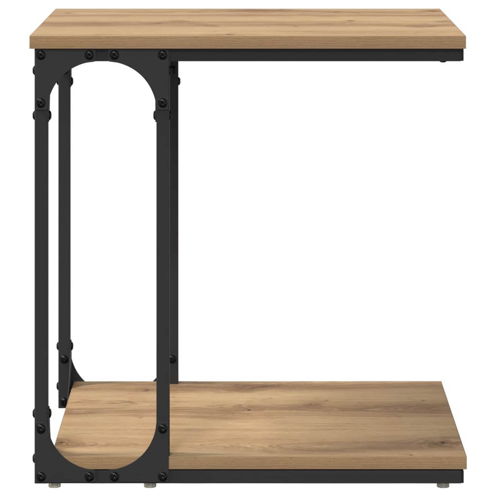 Mesa lateral con estante Roble artesanal 50 x 35 x 52 cm