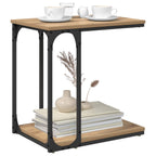 Mesa lateral con estante Roble artesanal 50 x 35 x 52 cm