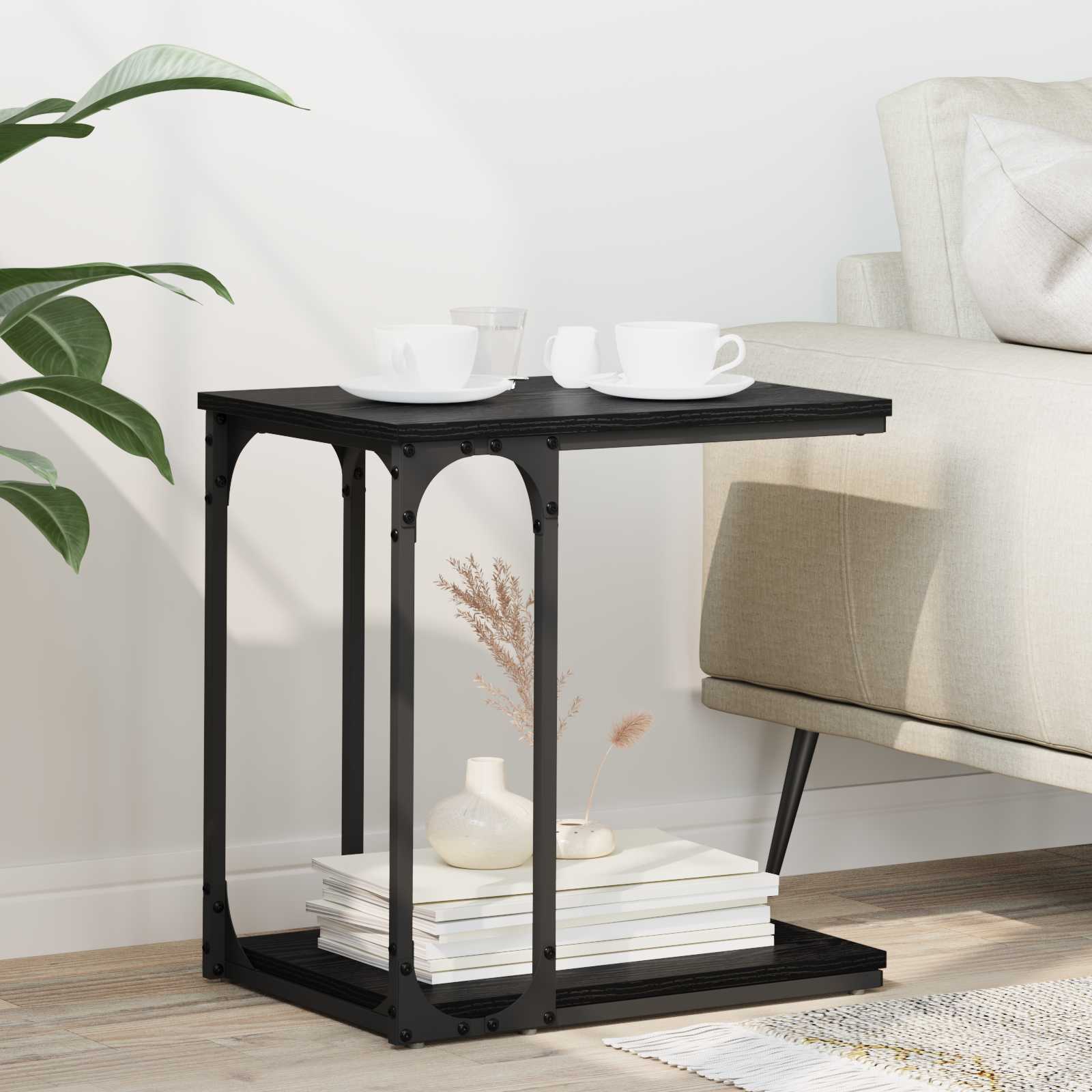 Mesa lateral con estante Roble artesanal 50 x 35 x 52 cm