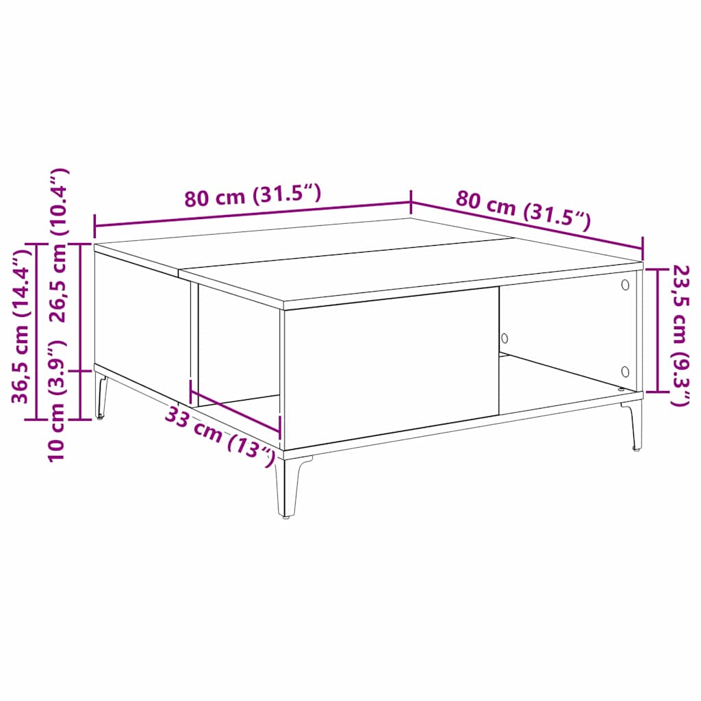 Mesa de Café Madera Vieja 80 x 80 x 36,5 cm