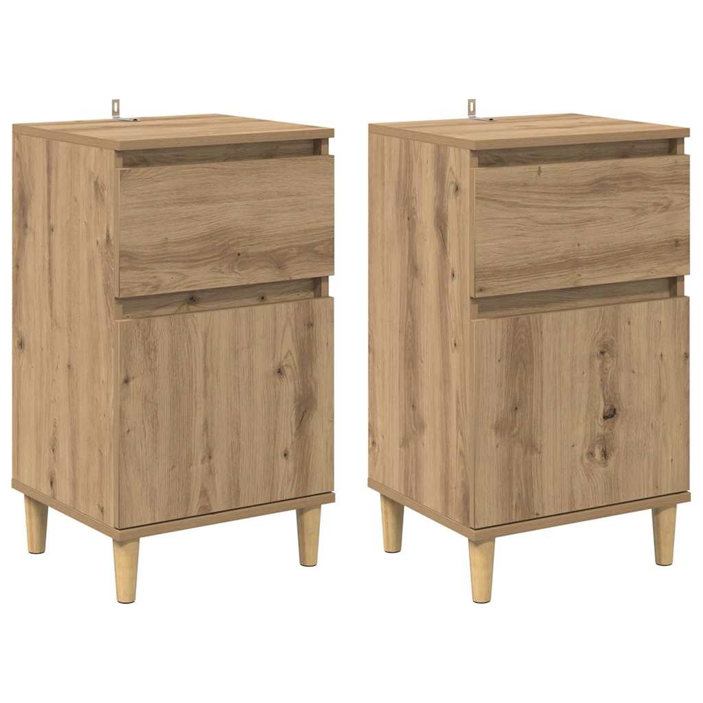 Armario de Noche 2 pcs Roble artesanal 40 x 35 x 70 cm