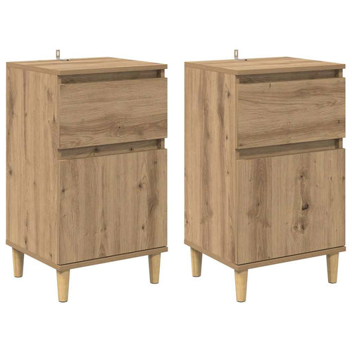 Armario de Noche 2 pcs Roble artesanal 40 x 35 x 70 cm