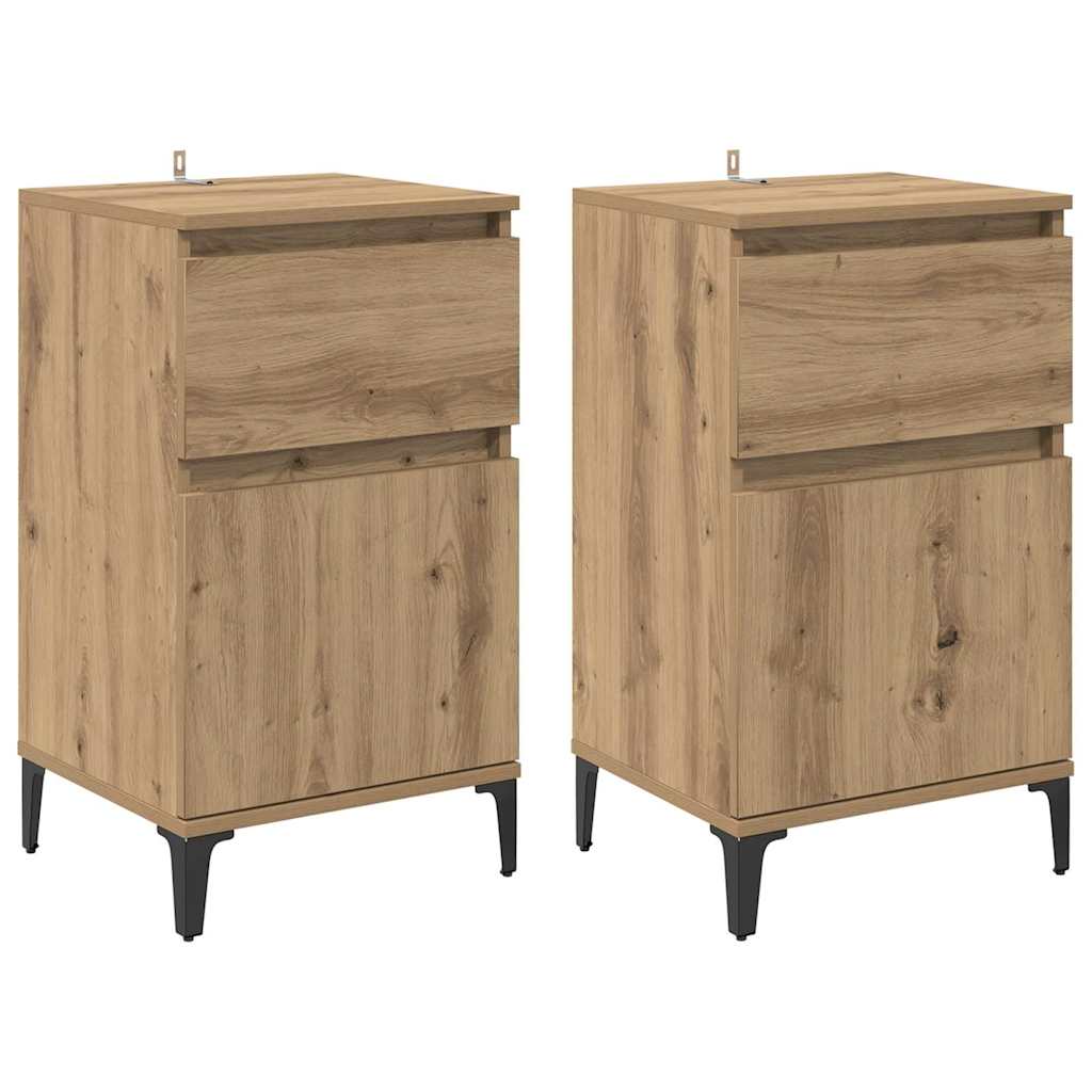 Armario de Noche 2 pcs Roble artesanal 40 x 35 x 70 cm