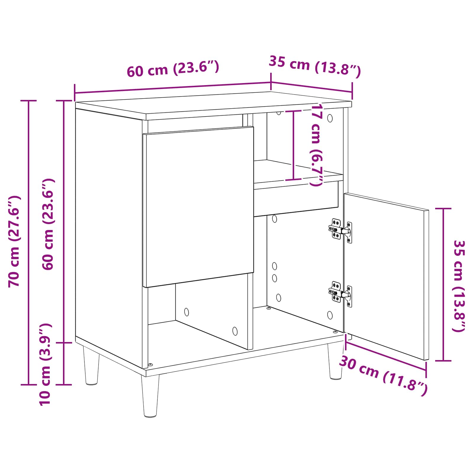 Vitrina Madera vieja 35 x 60 x 70 cm Madera contrachapada