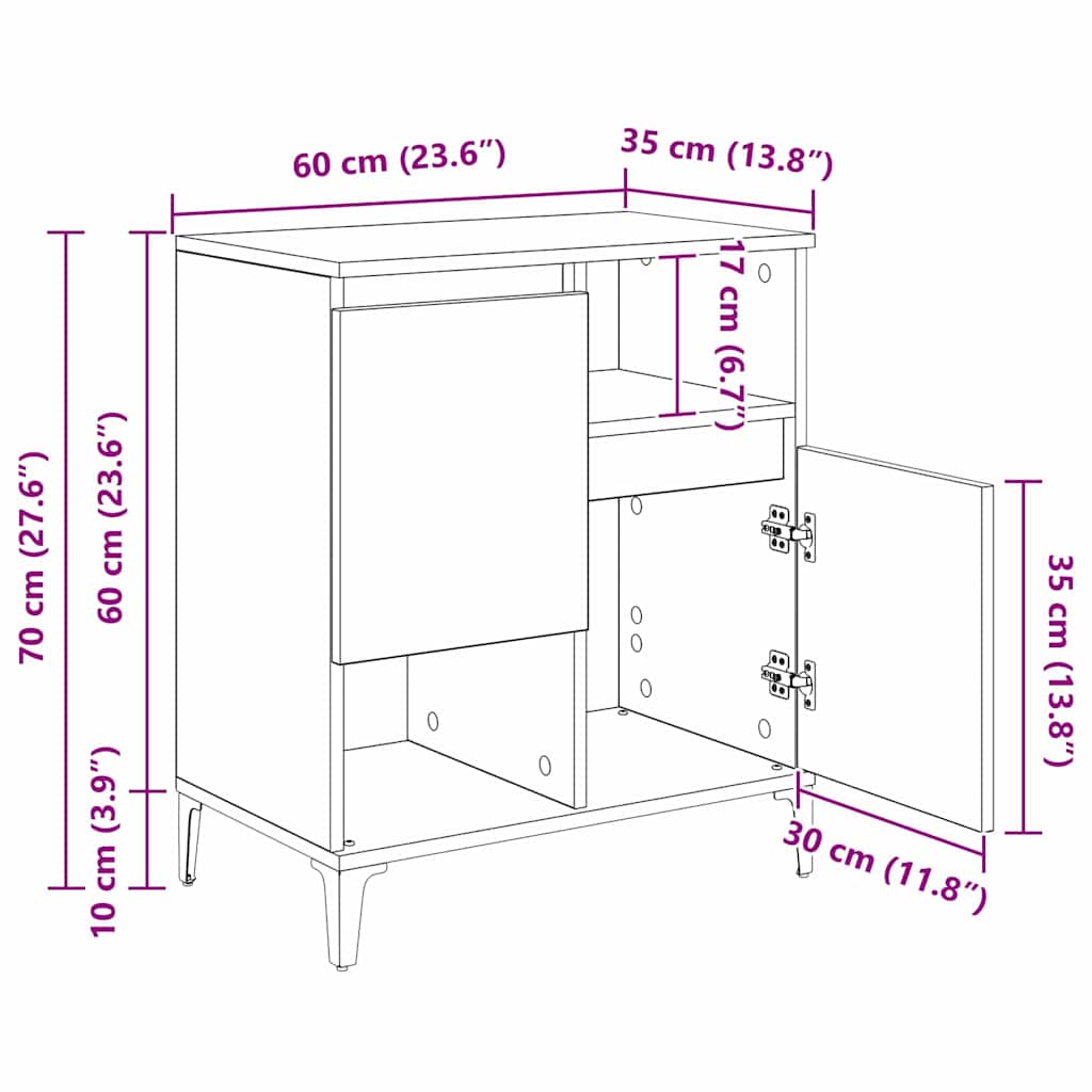 Aparador Madera vieja 60 x 35 x 70 cm Madera de ingeniería