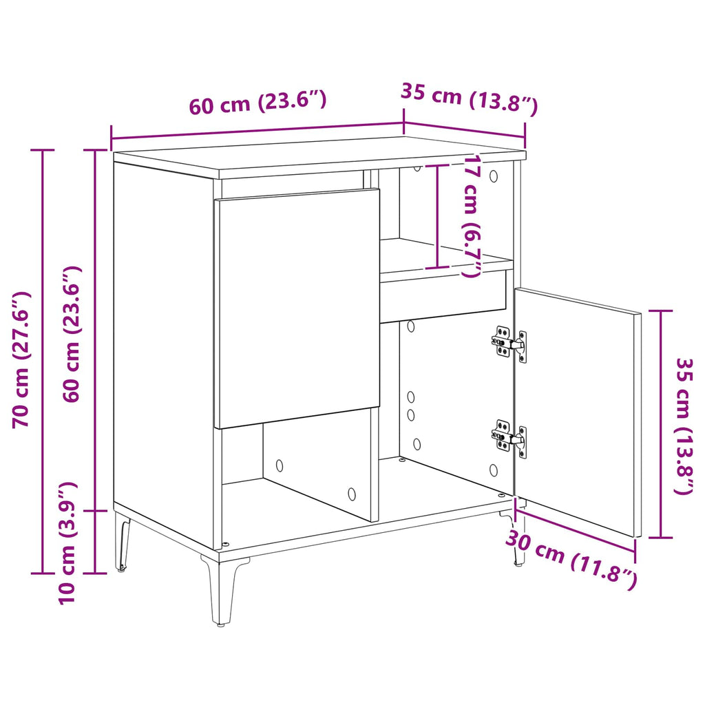Aparador Madera vieja 60 x 35 x 70 cm Madera de ingeniería