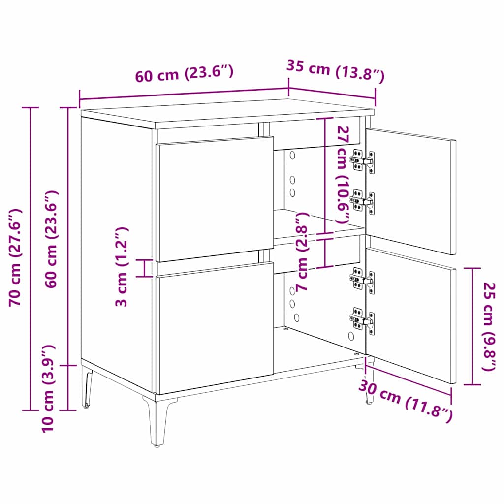 Vitrina Madera Vieja 60 x 35 x 70 cm