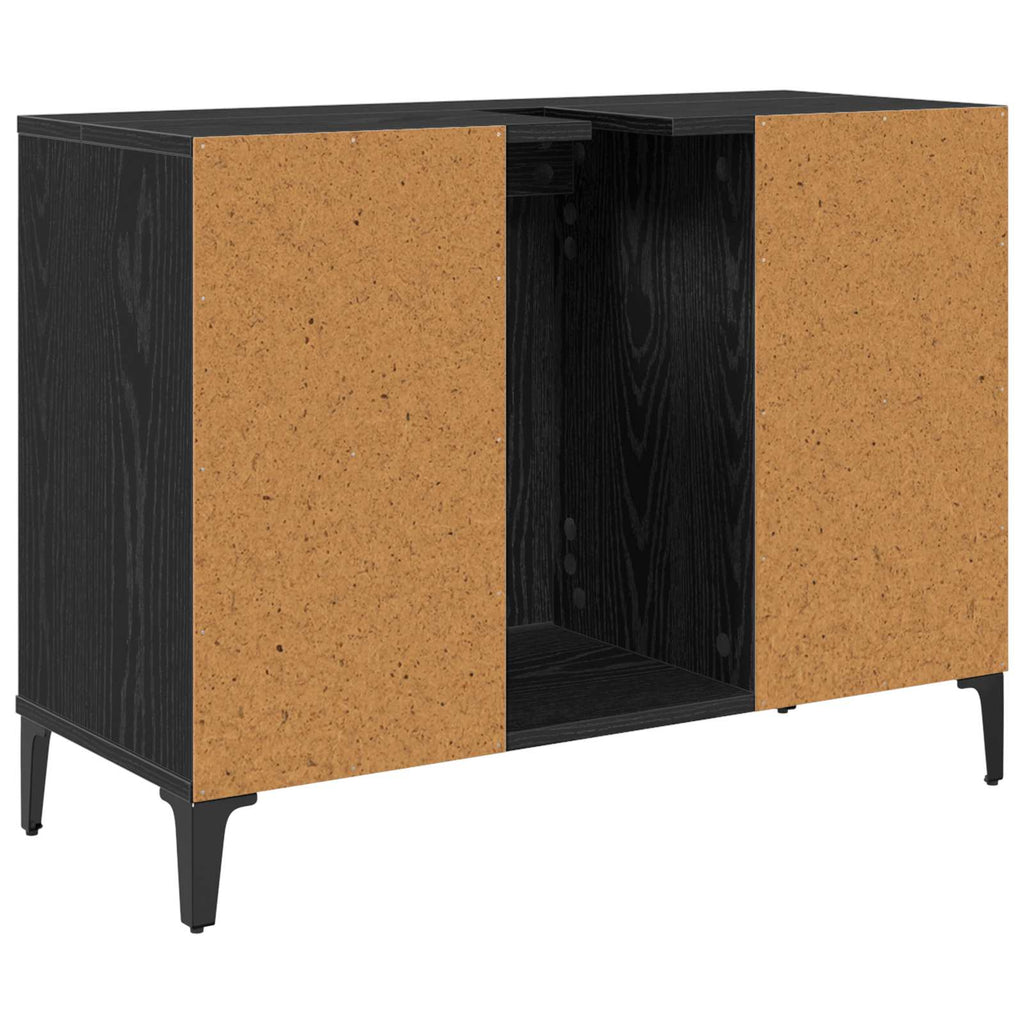 Mueble de lavabo con estante Roble Negro 80 x 33 x 60 cm