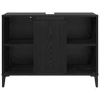 Mueble de lavabo con estante Roble Negro 80 x 33 x 60 cm