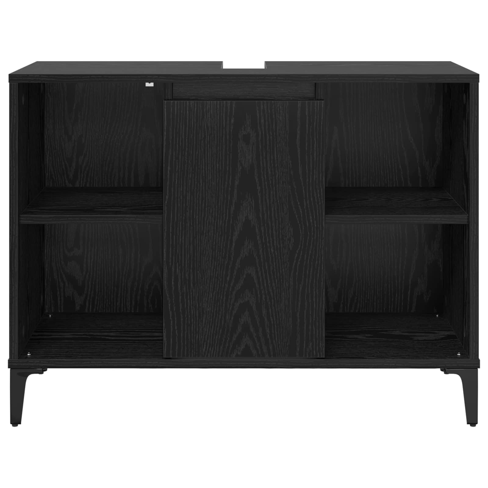 Mueble de lavabo con estante Roble Negro 80 x 33 x 60 cm