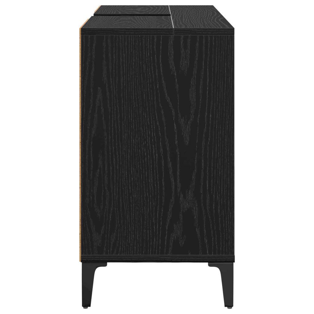 Mueble de lavabo con estante Roble Negro 80 x 33 x 60 cm