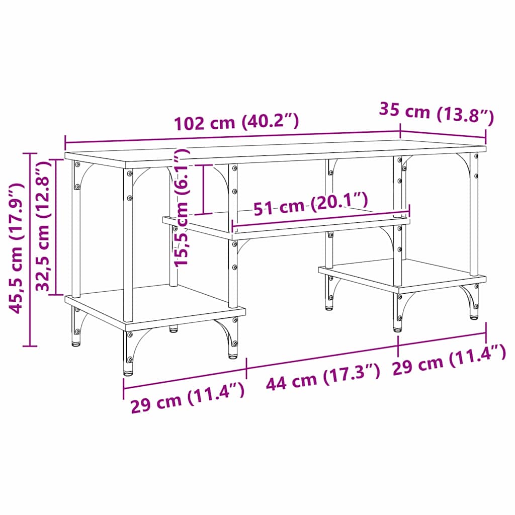 Gabinete de TV Madera Vieja 102 x 35 x 45,5 cm