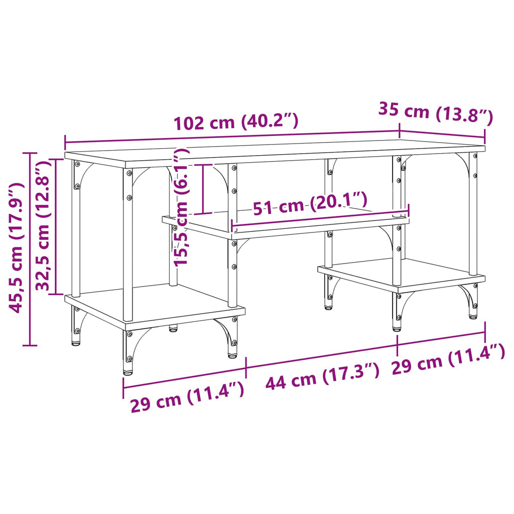 Gabinete de TV Madera Vieja 102 x 35 x 45,5 cm