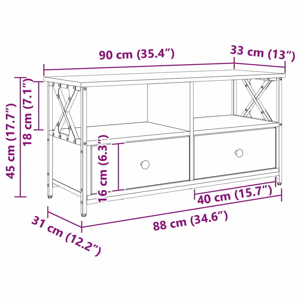 Gabinete de TV con cajón Madera Vieja 90 x 33 x 45 cm