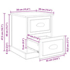 Armario de Noche 2 pcs Roble artesanal 39 x 39 x 47.5 cm