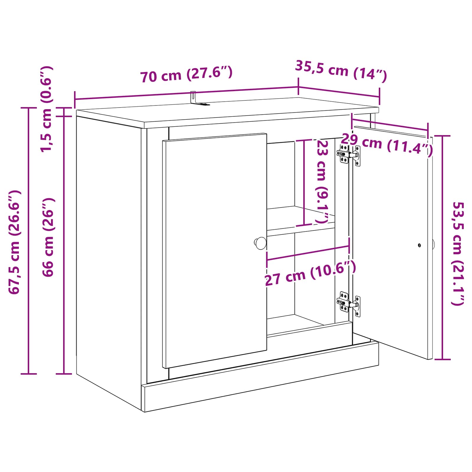 Vitrina Madera Vieja 70 x 35,5 x 67,5 cm Madera contrachapada