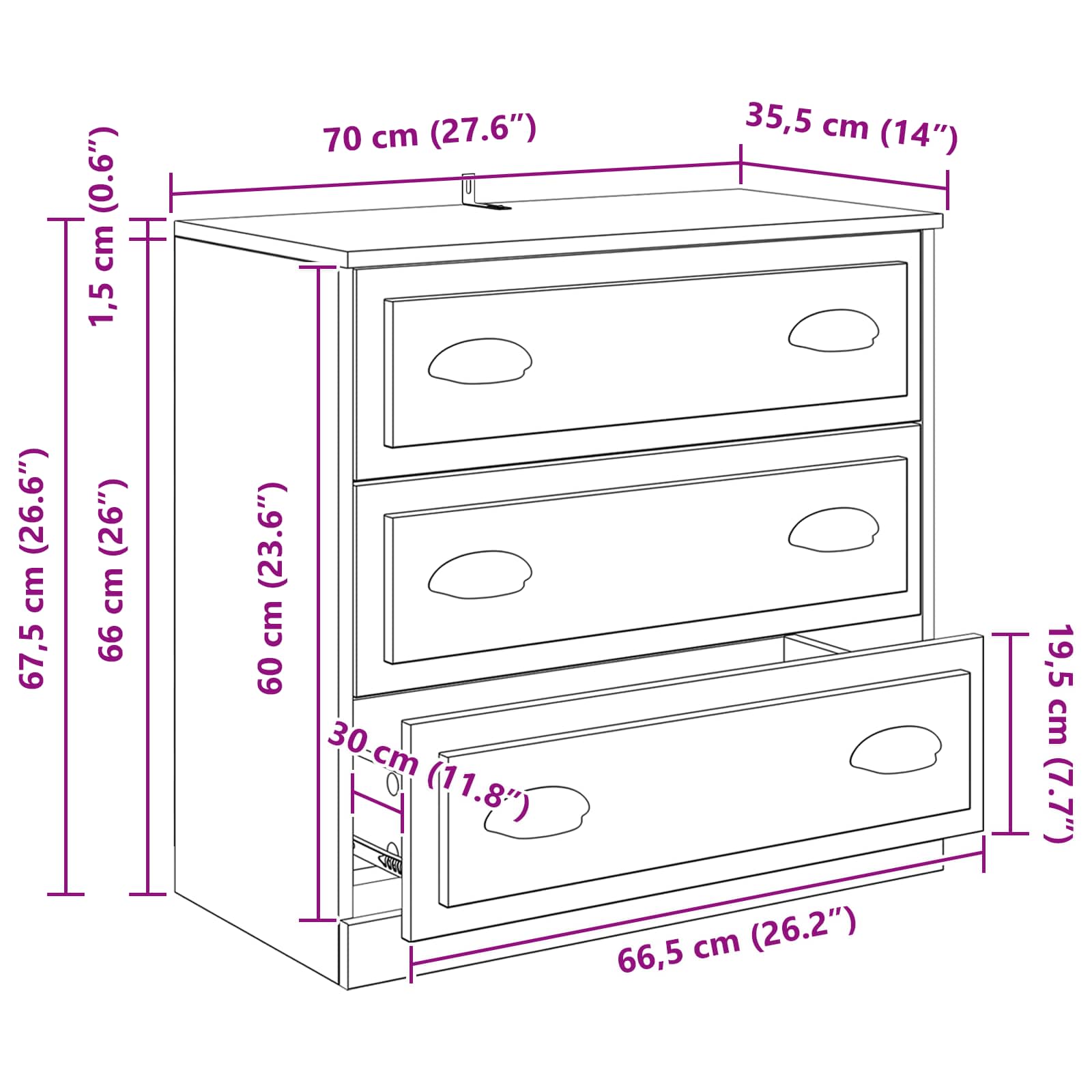 Vitrina Madera Vieja 70 x 35,5 x 67,5 cm Madera contrachapada