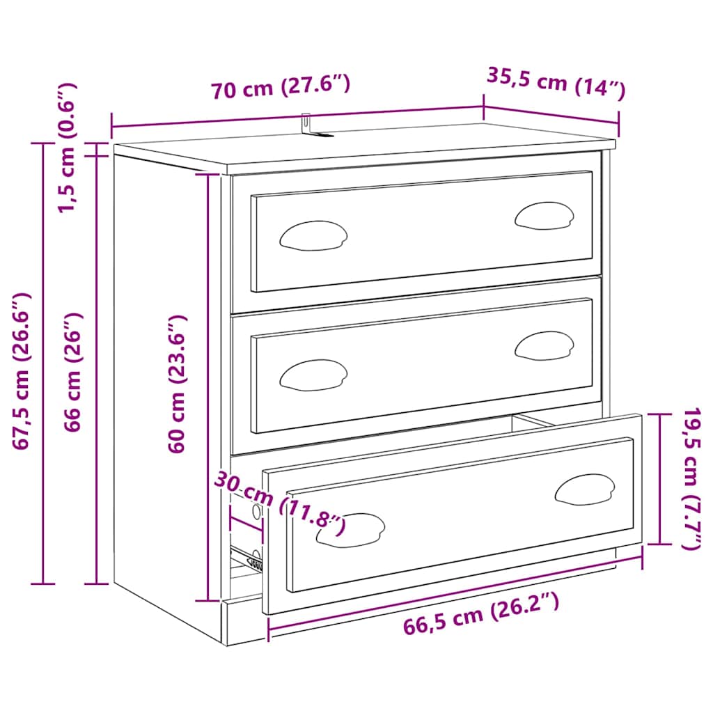 Vitrina Roble Negro 70 x 35,5 x 67,5 cm Madera contrachapada